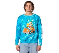 The Simpsons Men's Crewneck Sweatshirt Homer, Bart, Lisa, Krusty The Clown Embroidered Crewneck Sweatshirt, Turquoise, L