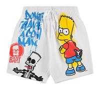 The Simpsons Mens Homer & Bart Simpson Shorts Homer, Bart, Lisa Mesh Shorts Shorts, White, XX-Large