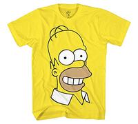 The Simpsons Mens Homer Shirt - Homer, Moe Szyslak, Chief Wiggum, Ned Flanders, Bart, Lisa Big Face Costume Cosplay T-Shirt, Yellow, Medium