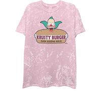 The Simpsons Mens' Krusty The Clown Shirt Krusty Burger Logo Tee Graphic T-Shirt, Pink Dye, Medium
