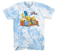 The Simpsons Mens Short Sleeve T-Shirt, Light Blue Tie Dye, M