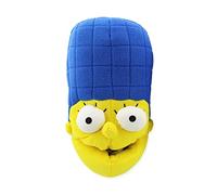 The Simpsons Novelty Plush Adult Womens 3D Marge Simpson Face Slippers, Blue/Yellow, M