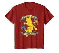 The Simpsons Soccer Bart Simpson Springfield United T-Shirt, Youth, Cranberry Red, Medium