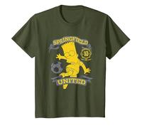 The Simpsons Soccer Bart Simpson Springfield United T-Shirt, Youth, Olive Green, Medium