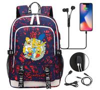 The Simpsons USB Backpack Boy Girl Student Book School Bags Teenagers Mochila-as the picture-44cmx30cmx15cm
