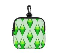 The Sims Plumbob, Coin Purse Square Zipper Storage Bag, Change Pouch with Lobster Buckle Clasp Buckle, Change Purse