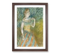 The Singer in Green by Edgar Degas Framed Print | A2 Walnut Framed Wall Art | Ready to Hang | Modern Nature Picture | Living Room Bedroom Lounge Office