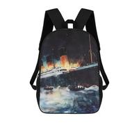 The Sinking of The Titanic Ship Backpack 17 Inch Back Pack Large Capacity Adjustable Shoulder Straps Side Pockets for Travel Hiking