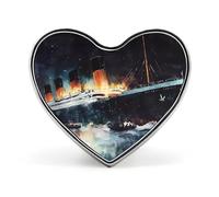 The Sinking of The Titanic Ship Badge Pin Brooch Heart Shape Button Aluminum Decor for Backpacks Hats
