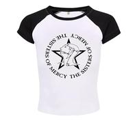 The Sisters of Mercy T-Shirt Ladies 80s 90s Classic Women Tee Crop Top(White,S)