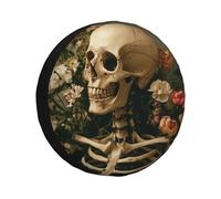 The Skeleton Man Lies Among The Flowers Spare Tire Cover Wheel Tire Covers,Waterproof Dust-Proof Tire Covers Protector Universal Fit For Trailer Rv Suv Truck Camper 16 Inch
