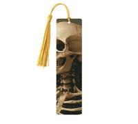 The Skeleton Man Lies Among The Flowers Unique Double-Sided Artwork Printed Wooden Bookmarks, Artistic Book Accessories Birthday Presents for Men Women Presents for Book Lovers