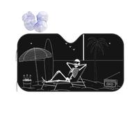 The Skeleton On Vacation Car Windshield Sun Shade, Accordion Foldable Auto Sun Visor Protector For Car Truck Suv, Uv & Sun Blocker, Keeps Vehicle Cool, Easy To Install & Store M (Stiff Style)