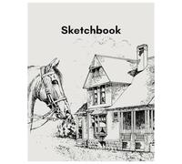The Sketchbook: A rounded sketchbook 8*10 with white-color pages, 100 pages with a grey and black illustrated sketchbook cover