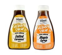 The Skinny Food Co Syrup Twin Pack - Salted Caramel & Maple Syrup Dessert Topping Sugar Free Zero Calories Guilt Free Sauce
