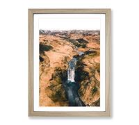 The Skogafoss Waterfall In Iceland Painting Modern Framed Print | A2 Oak Framed Wall Art | Ready to Hang | Modern Landscape Picture | Living Room Bedroom Lounge Office