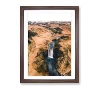 The Skogafoss Waterfall In Iceland Painting Modern Framed Print | A3 Walnut Framed Wall Art | Ready to Hang | Modern Landscape Picture | Living Room Bedroom Lounge Office