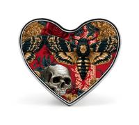 The Skull And Moth Heart Metal Brooches 1 Inch Memorial Badges Exquisite Decorations Pins for Clothing