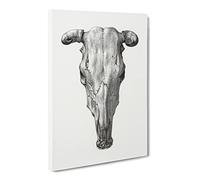 The Skull Of A Cow By Jean Bernard Canvas Print | Gallery Wrapped 30mm Frame Wall Art | 24x16 inches | Ready to Hang | Retro Animals Picture | Living Room Bedroom Lounge Office