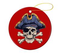 The Skull Wearing Pirate Hat Round Decor Hanging Ornament 4 Pcs