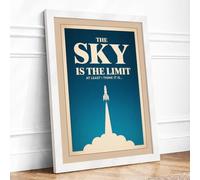 The Sky Is The Limit Vintage Framed Wall Art Print A1 White