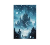The Sky Opens to Reveal A Choir of Saints Singing As Snow Falls Gently upon A City of Sorrow. Contemporary Wall Mural - Decorative Hanging Poster Art 16x24inch(40x60cm)