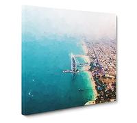 The Skyline of Dubai Canvas Print | Gallery Wrapped 30mm Frame Wall Art | 14x14 inches | Ready to Hang | Abstract Cityscape Picture | Living Room Bedroom Lounge Office