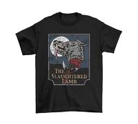 The Slaughtered Lamb, Mens Retro Movie T-Shirt, Made from Organic Cotton Black