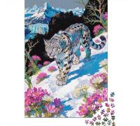 The Sleeping Beast 1000 Piece Premium Cardboard Snow Leopard in Snow Blooms Puzzle, Adult Educational Challenge, Stress Relief, Birthday Gift & Wall Decor for Family 52x38cm/1000pcs