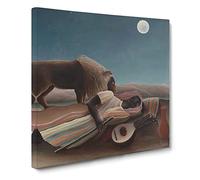 The Sleeping Gypsy by Henri Rousseau Canvas Print | Gallery Wrapped 30mm Frame Wall Art | 14x14 inches | Ready to Hang | Modern Picture | Living Room Bedroom Lounge Office