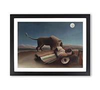The Sleeping Gypsy By Henri Rousseau Classic Painting Framed Print | A3 Black Framed Wall Art | Ready to Hang | Classic Historical Picture | Living Room Bedroom Lounge Office