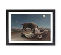 The Sleeping Gypsy by Henri Rousseau Framed Print | A2 Black Framed Wall Art | Ready to Hang | Modern Nature Picture | Living Room Bedroom Lounge Office