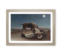 The Sleeping Gypsy by Henri Rousseau Framed Print | A2 Oak Framed Wall Art | Ready to Hang | Modern Nature Picture | Living Room Bedroom Lounge Office