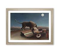 The Sleeping Gypsy By Henri Rousseau Framed Wall Art Print A4 Oak