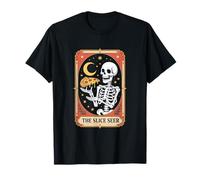 The Slice Seer Skeleton Tarot Pizza Moon Night T-Shirt