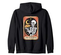 The Slice Seer Skeleton Tarot Pizza Moon Night Zip Hoodie