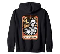 The Slice Seer Skeleton Tarot Pizza Occult Moon Zip Hoodie