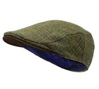The Sloan - Irish Tweed and Nubuck Leather Flat Cap - Country Green - Large