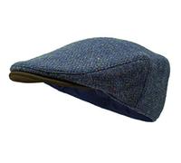 The Sloan - Irish Tweed and Nubuck Leather Flat Cap - Nightsky - Large