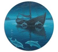 The Small Boat in The Dream Jigsaw Puzzles Puzzle for Adults Kids. 1000 Pieces Fantastic Whimsical Challenge Toy Educational Games Home Decoration for Educational Games Gifts 1000pcs (67.5x67.5cm)