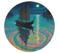 The Small Boat in The Dream Jigsaw Puzzles Puzzles for Adults Kids. 1000 Pieces Fantastic Impossible Challenge Toy Educational Game Home Decoration for Educational Games Gifts 1000pcs (67.5x67.5cm)