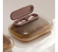 The Small Pill Box is Portable, Portable, Sealed, Moisture-Proof, and stored for Medicines (6-Grid Transparent Coffee)