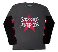The Smashing Pumpkins Men's Star Logo Layered Long-Sleeved T-Shirt in Light Grey | Size: Medium The Smashing Pumpkins Light Grey M