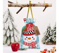 The Smiling Snowman Christmas Gift Bags With Drawstring, Reusable Gift Wrapping Bags For Xmas Holiday S Yellow Christmas Ribbon