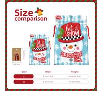 The Smiling Snowman Christmas Gift Bags With Drawstring, Reusable Gift Wrapping Bags For Xmas Holiday S Red Christmas Ribbon