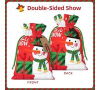 The Smiling Snowman, The Gift Christmas Gift Bags With Drawstring, Reusable Gift Wrapping Bags For Xmas Holiday S Green Christmas Ribbon