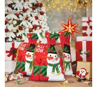 The Smiling Snowman, The Gift Christmas Gift Bags With Drawstring, Reusable Gift Wrapping Bags For Xmas Holiday S Yellow Christmas Ribbon