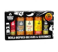 The Smokey Carter Chick & Wing BBQ Rub Gift Set | 5 x 100g Barbecue Seasoning Shakers, Buffalo Dust, Chinese Salt & Pepper, Lemon SPG, Buffalo Ranch, South Carolina - Ideal Food or Cooking Gift