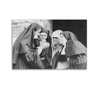 The Smoking Nun Black And White Poster Decorative Painting Canvas Wall Posters And Art Picture Print Modern Family Bedroom Decor Posters 08x12inch(20x30cm)