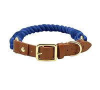 The Smug Dog Boston Rope Braided Collar for Dogs - Stylish Medium Blue with D-Ring, Leather Finish & Golden Buckle -Soft Dog Collar for Small, Medium and large Dogs for Training,Walking